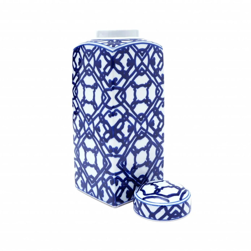 Cube rectangulaire Karaca Home Bleu Blanc, 37 cm
