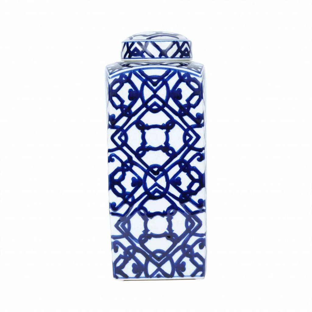 Cube rectangulaire Karaca Home Bleu Blanc, 37 cm