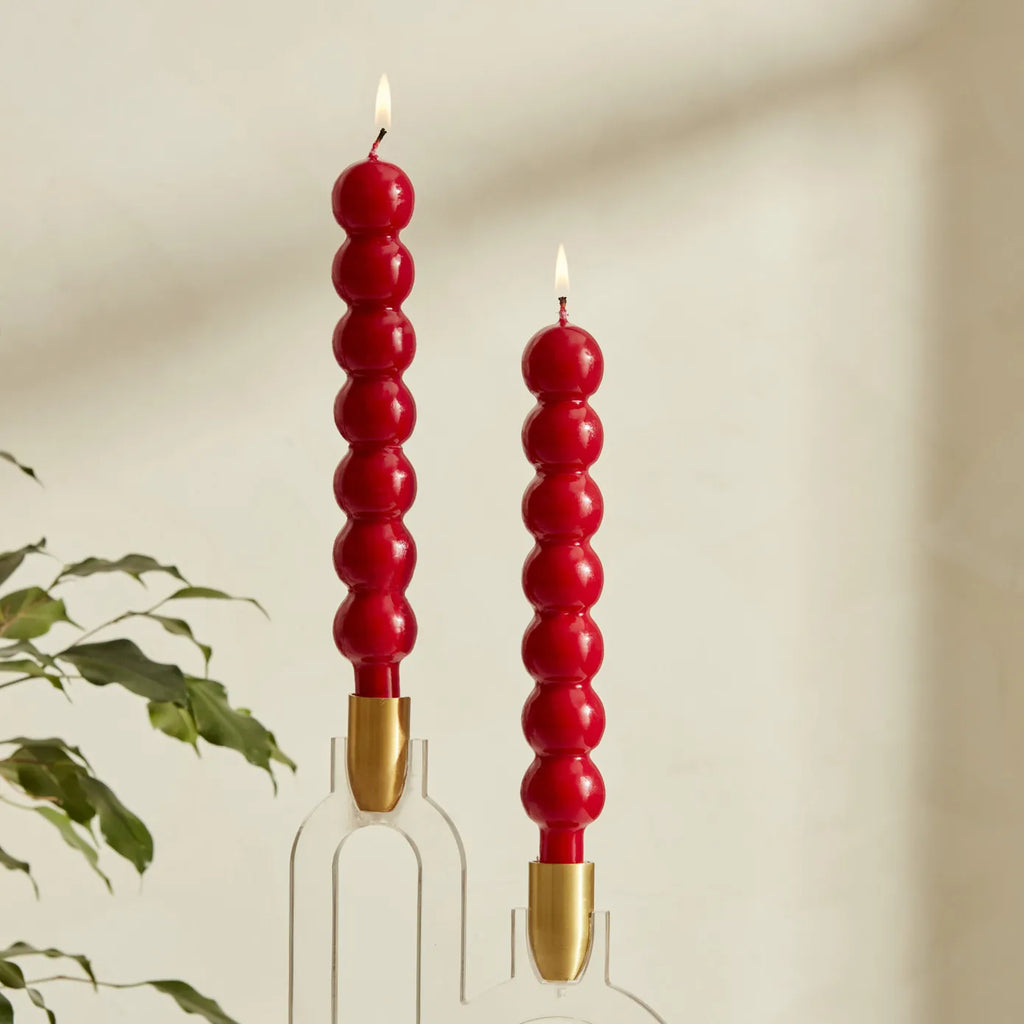 Bougie pour bougeoir Karaca Home Buble 2 pièces, rouge