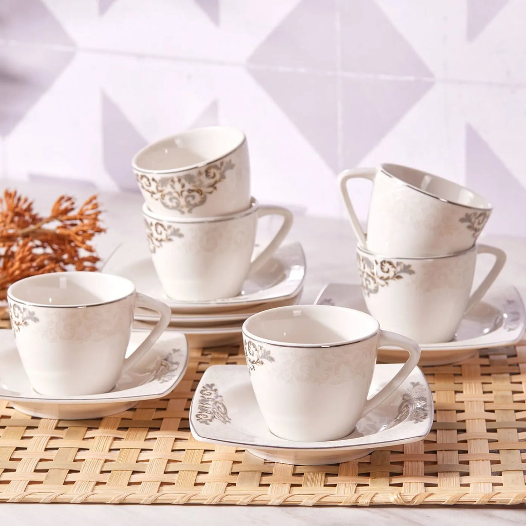 Coffret de tasses à expresso/moka Karaca Nazende en porcelaine pour 6 personnes, 12 pièces