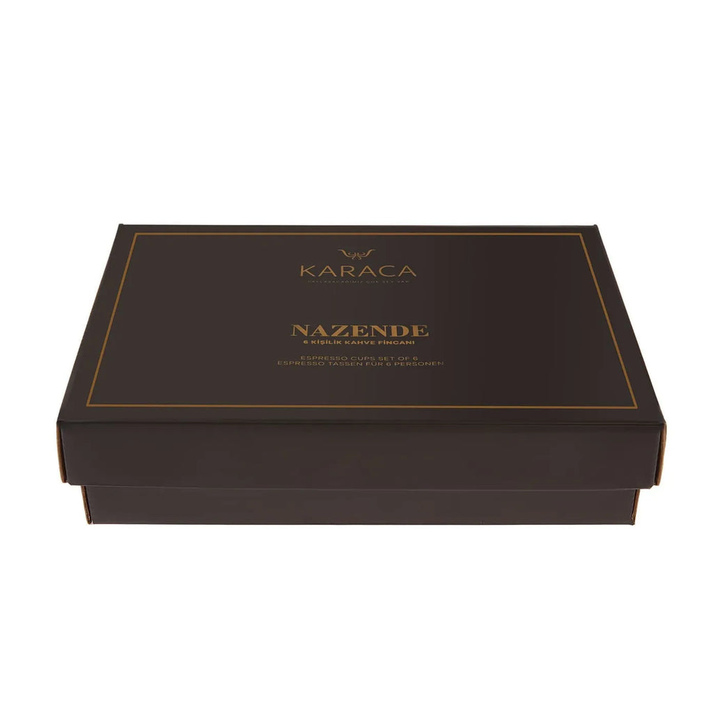 Coffret de tasses à expresso/moka Karaca Nazende en porcelaine pour 6 personnes, 12 pièces