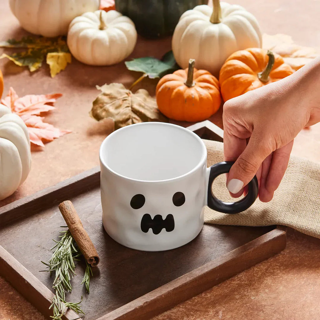 La tasse Karaca Halloween Geist en céramique, 10 cm, Blanc et Noir