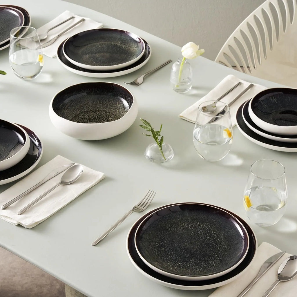 Karaca Red Carpet Collection Service de table Streamline New Galactic Stoneware pour 12 personnes, 59 pièces, blanc