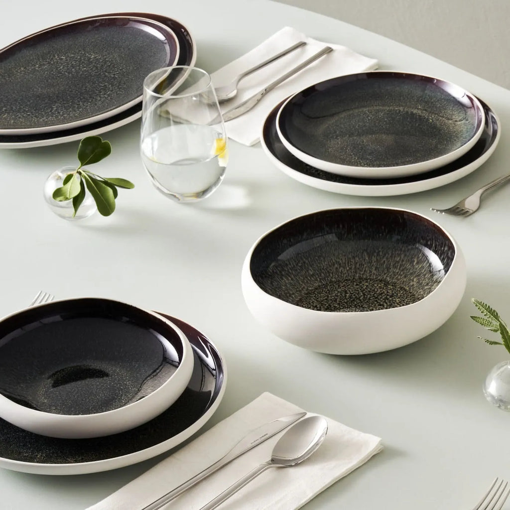 Karaca Red Carpet Collection Service de table Streamline New Galactic Stoneware pour 12 personnes, 59 pièces, blanc