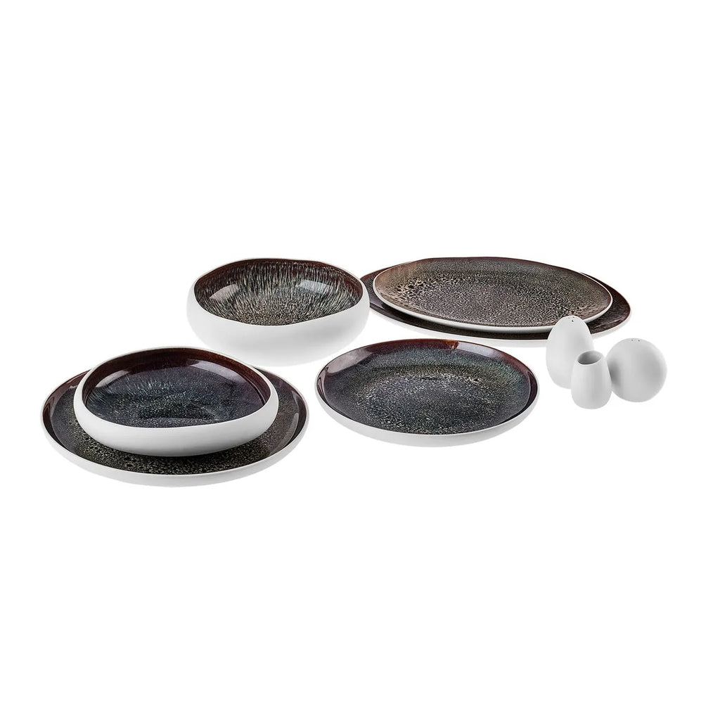 Karaca Red Carpet Collection Service de table Streamline New Galactic Stoneware pour 12 personnes, 59 pièces, blanc