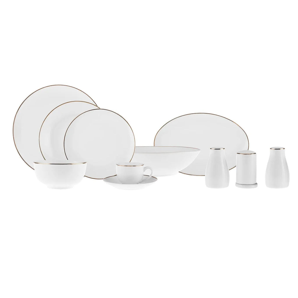 Service de table Karaca Epsilon pour 12 personnes, 76 pièces, New Generation Bone, or