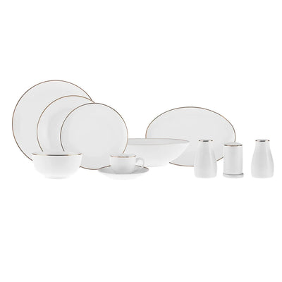 Service de table Karaca Epsilon pour 12 personnes, 76 pièces, New Generation Bone, or