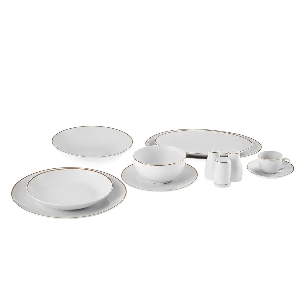 Service de table Karaca Epsilon pour 12 personnes, 76 pièces, New Generation Bone, or