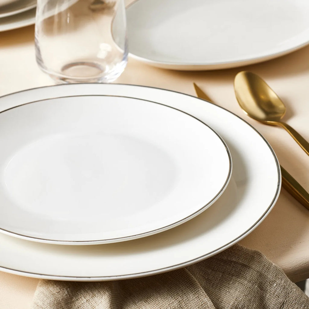 Service de table Karaca Epsilon pour 12 personnes, 76 pièces, New Generation Bone, platine