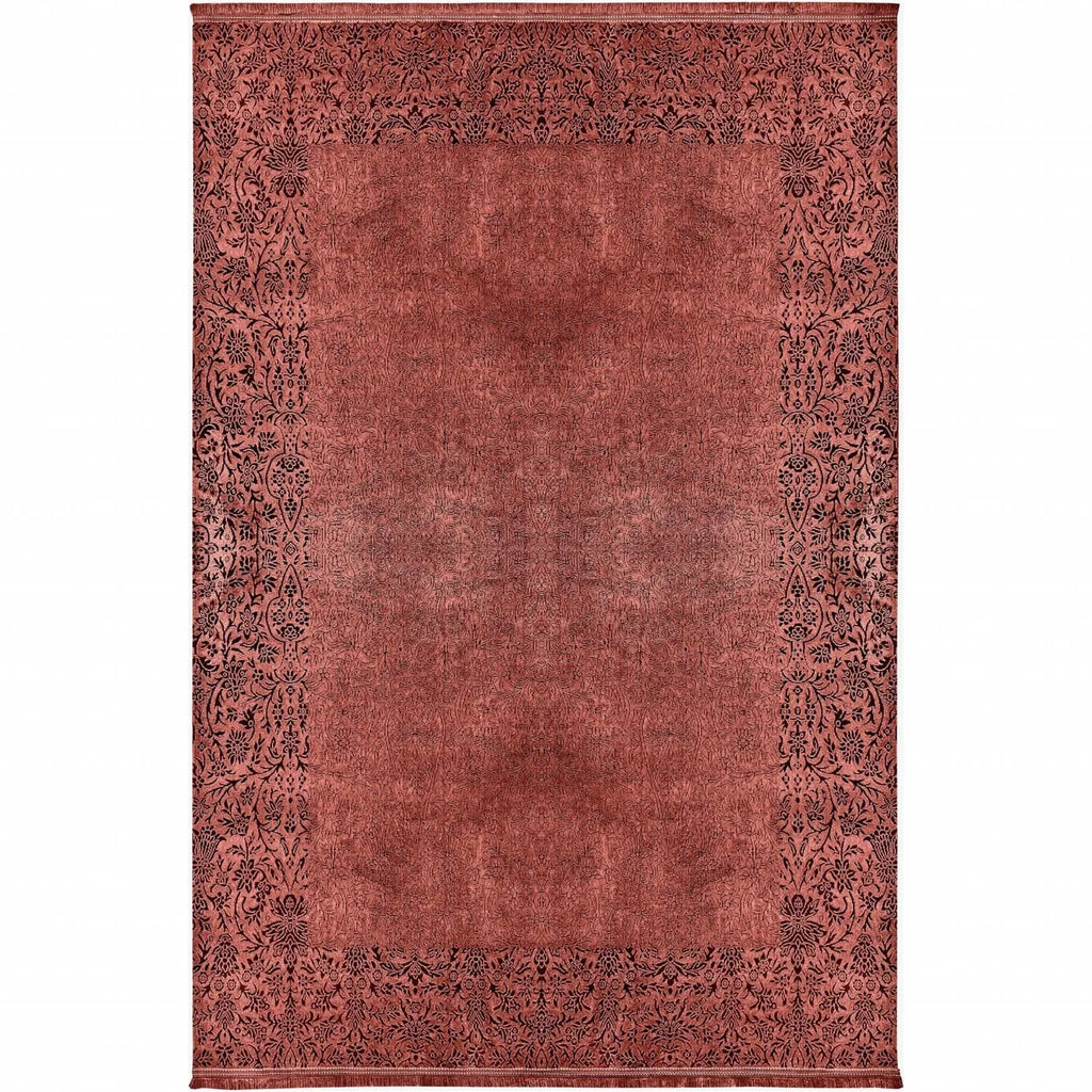 Tapis Kaşmir Halı Viscose Premium Damask couleur saumon, 80x150 cm