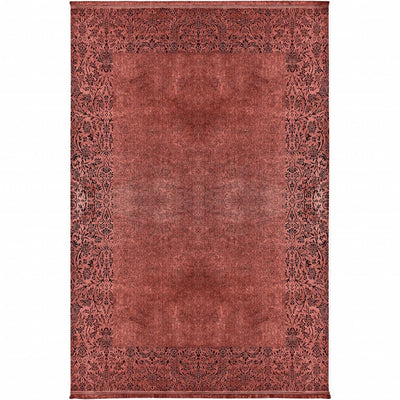 Tapis Kaşmir Halı Viscose Premium Damask couleur saumon, 80x150 cm