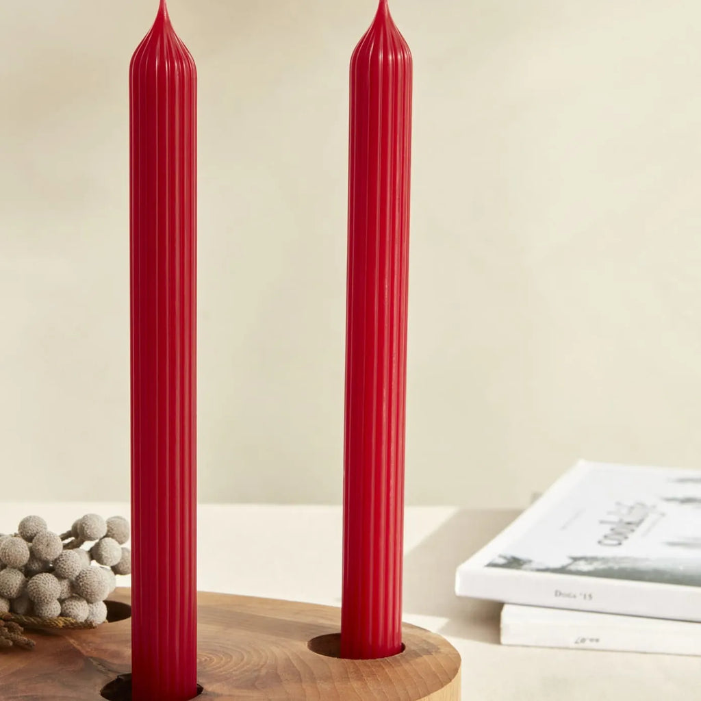 Bougie pour bougeoir Karaca Home Wave 2 pièces, rouge