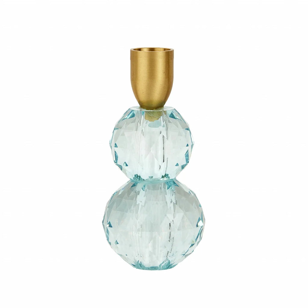 Bougeoir Karaca Home Vicki en verre, bleu, 6x13 cm