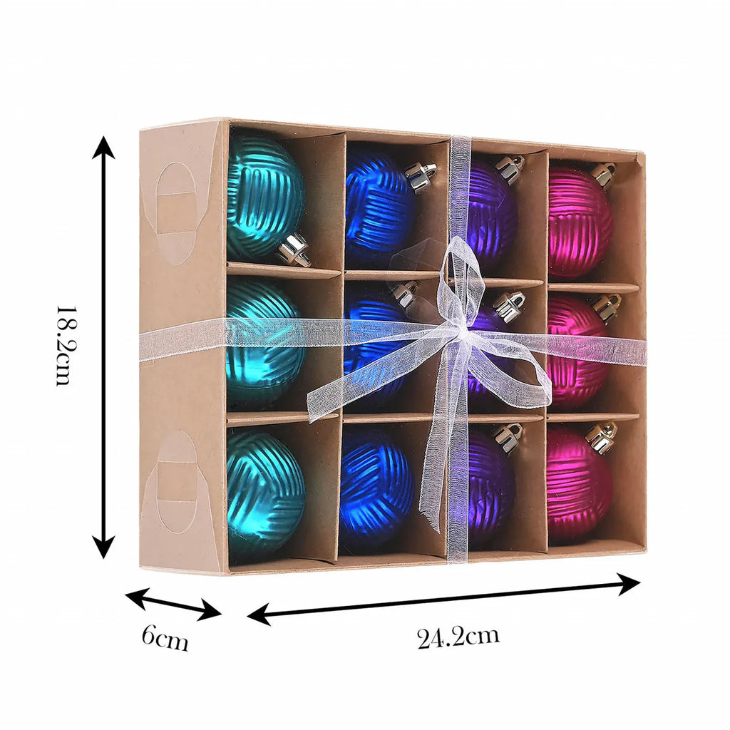 Karaca Home New Year Ensemble de Décorations de Sapin Colorées, 12 Pièces, 6 cm
