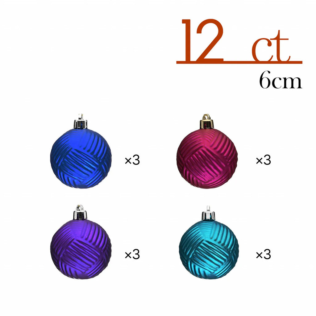 Karaca Home New Year Ensemble de Décorations de Sapin Colorées, 12 Pièces, 6 cm