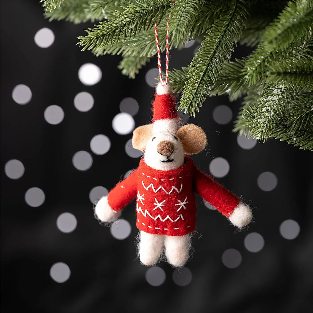 Karaca Home New Year Décoration de Sapin Souris de Noël, 12 cm