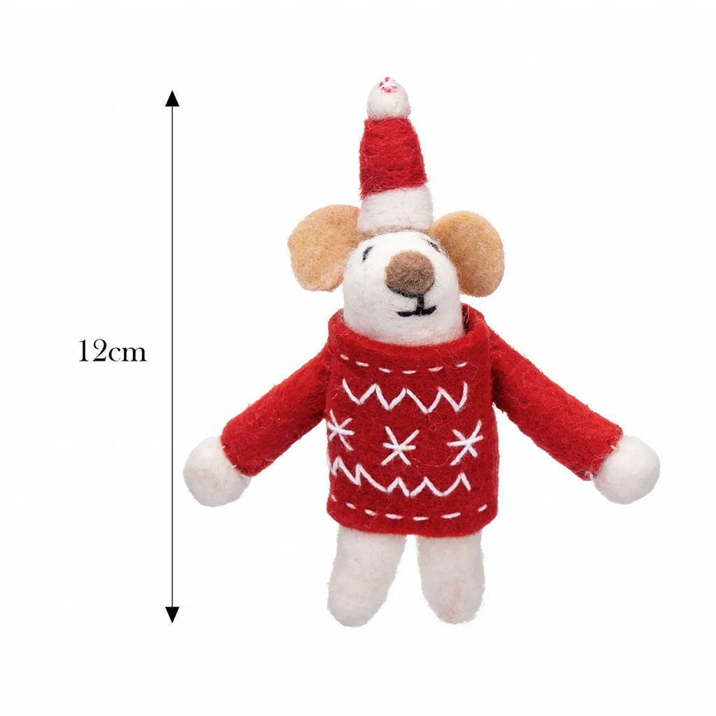 Karaca Home New Year Décoration de Sapin Souris de Noël, 12 cm