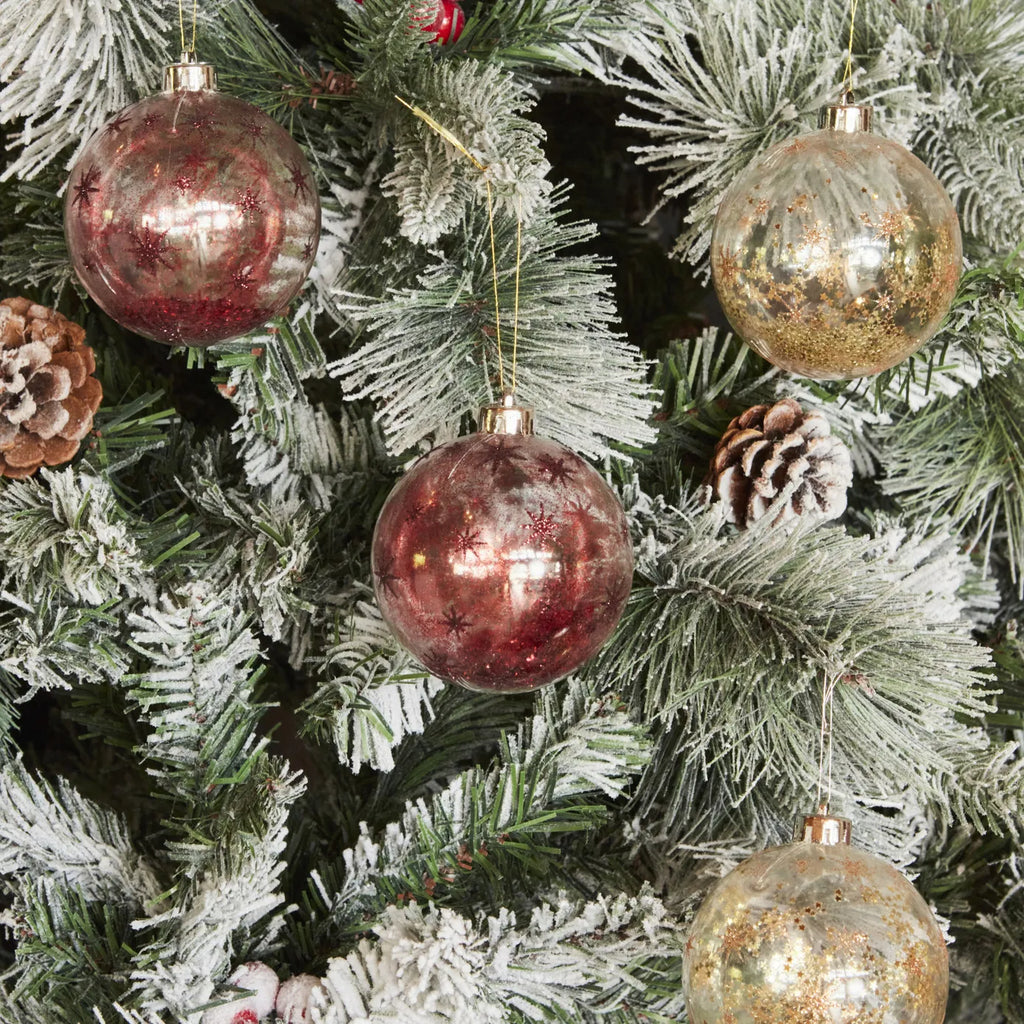 Karaca Home New Year Ensemble de Décorations de Sapin Paillettes, 4 Pièces, 8 cm