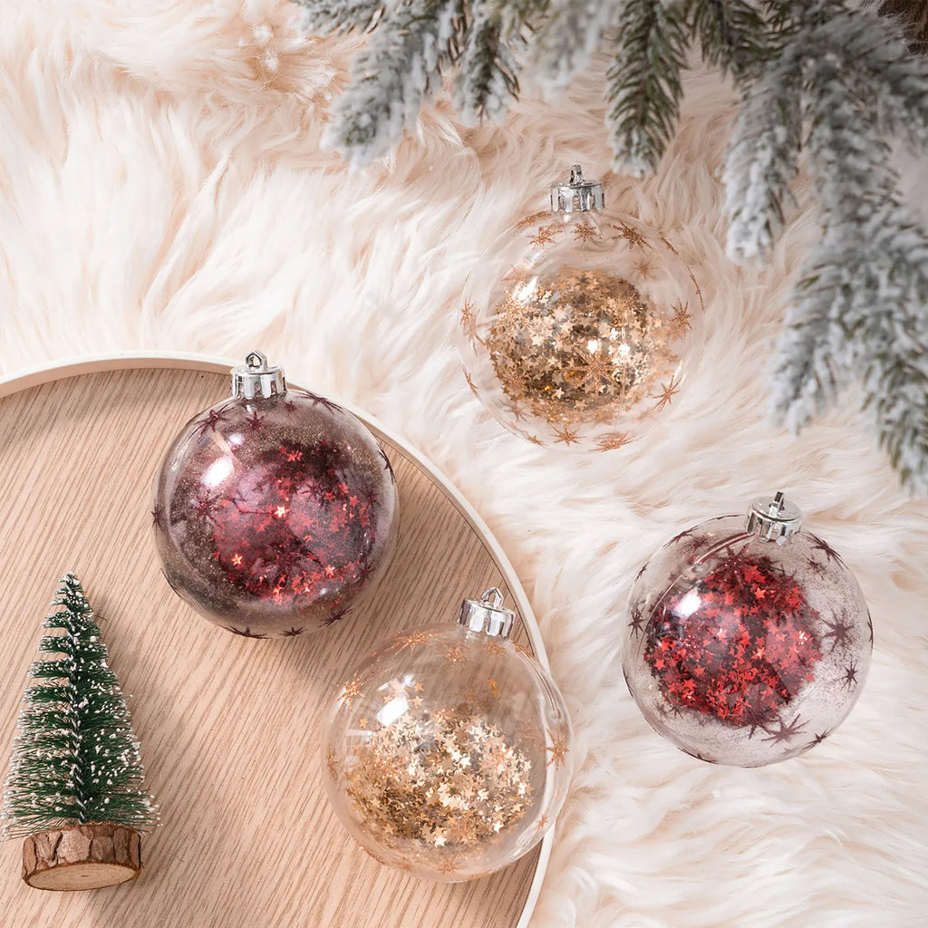 Karaca Home New Year Ensemble de Décorations de Sapin Paillettes, 4 Pièces, 8 cm