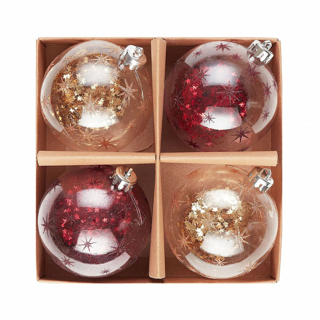Karaca Home New Year Ensemble de Décorations de Sapin Paillettes, 4 Pièces, 8 cm