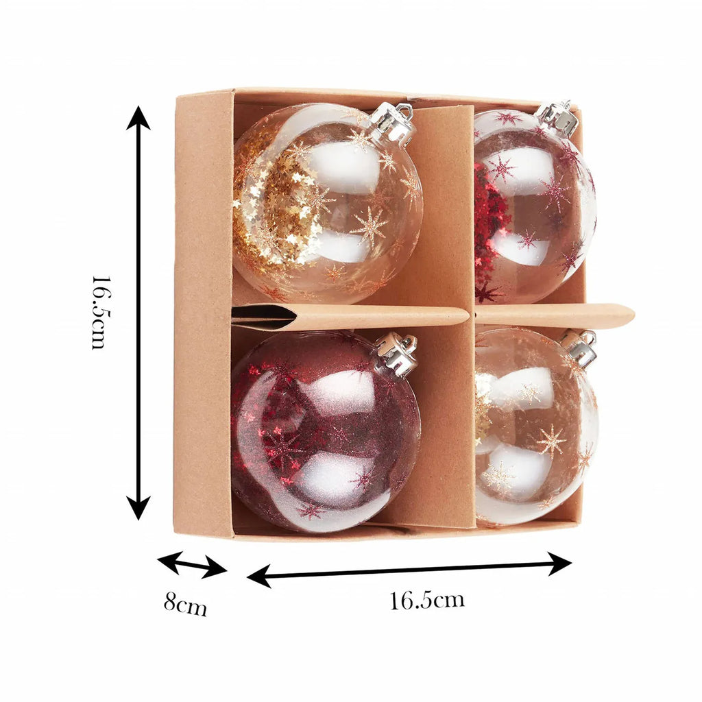 Karaca Home New Year Ensemble de Décorations de Sapin Paillettes, 4 Pièces, 8 cm