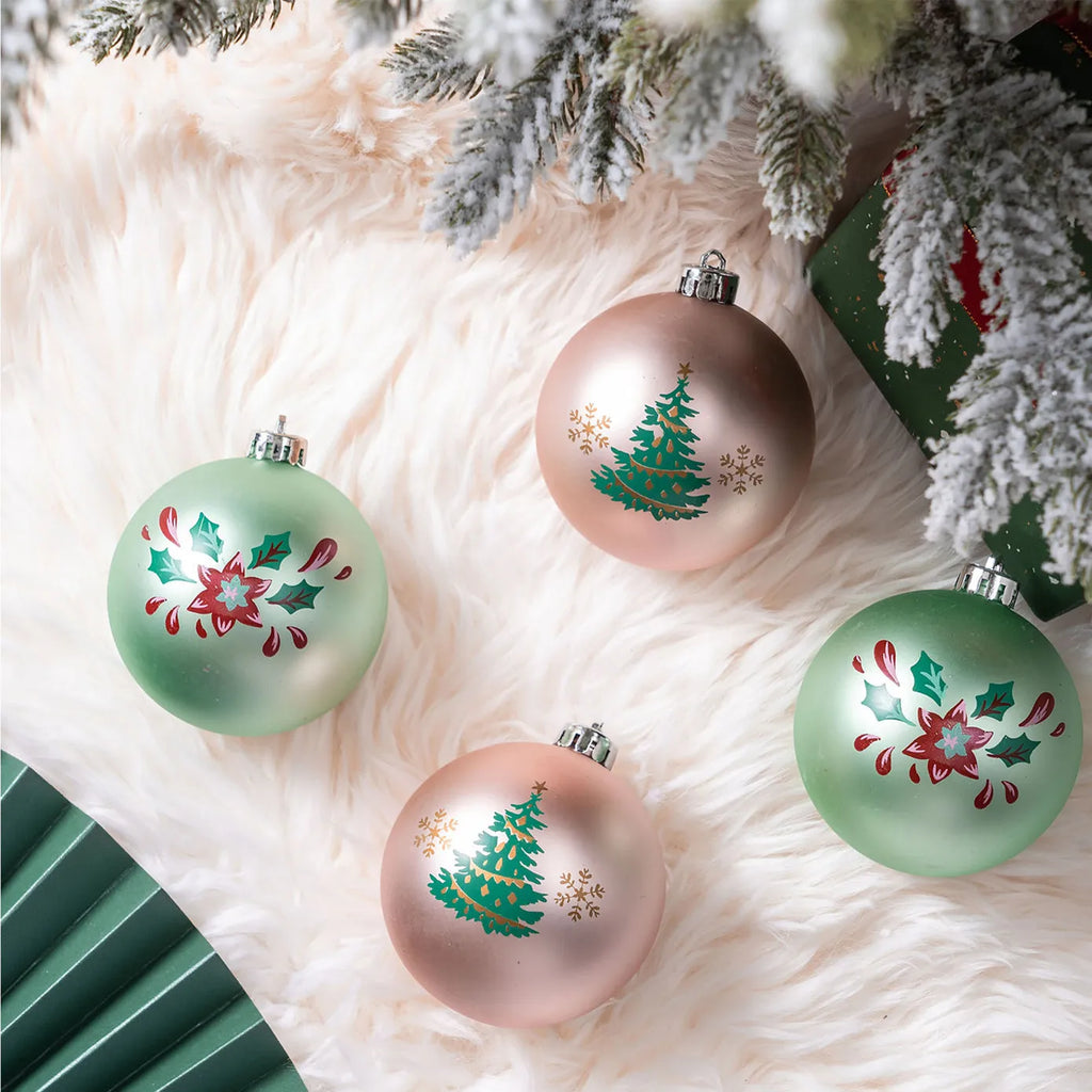 Karaca Home New Year Ensemble de Décorations de Sapin Jolies, 4 Pièces, 8 cm