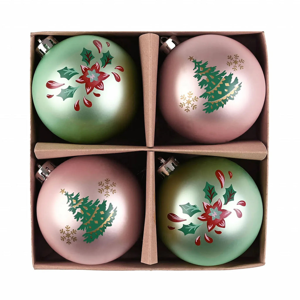 Karaca Home New Year Ensemble de Décorations de Sapin Jolies, 4 Pièces, 8 cm
