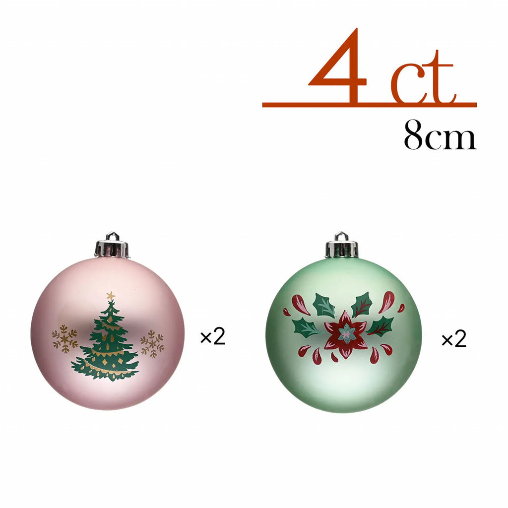 Karaca Home New Year Ensemble de Décorations de Sapin Jolies, 4 Pièces, 8 cm
