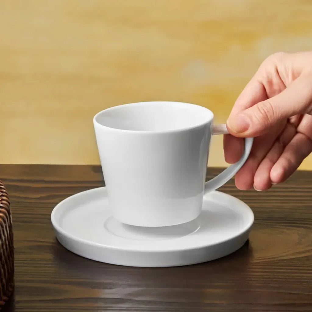 Coffret de tasses à thé et soucoupes Karaca Salvare pour 6 personnes, 12 pièces, New Generation Bone, 260 ml, blanc