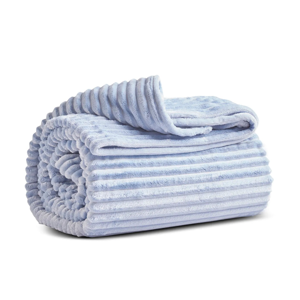 Couverture Karaca Ruby Stripe Wellsoft double, bleu