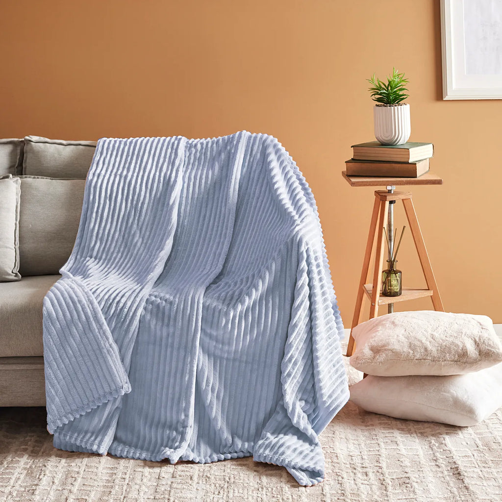 Couverture Karaca Ruby Stripe Wellsoft single, bleu