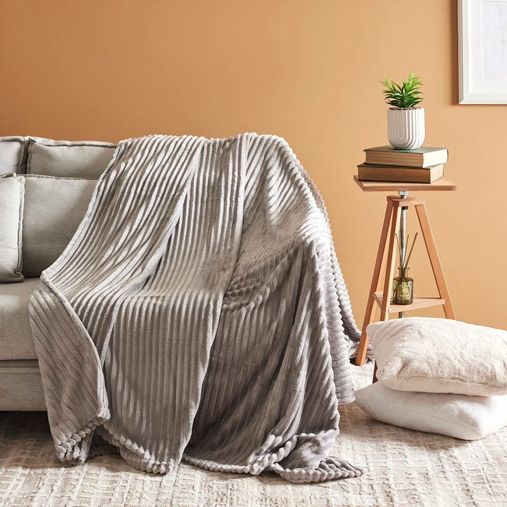 Couverture Karaca Ruby Stripe Wellsoft single, gris