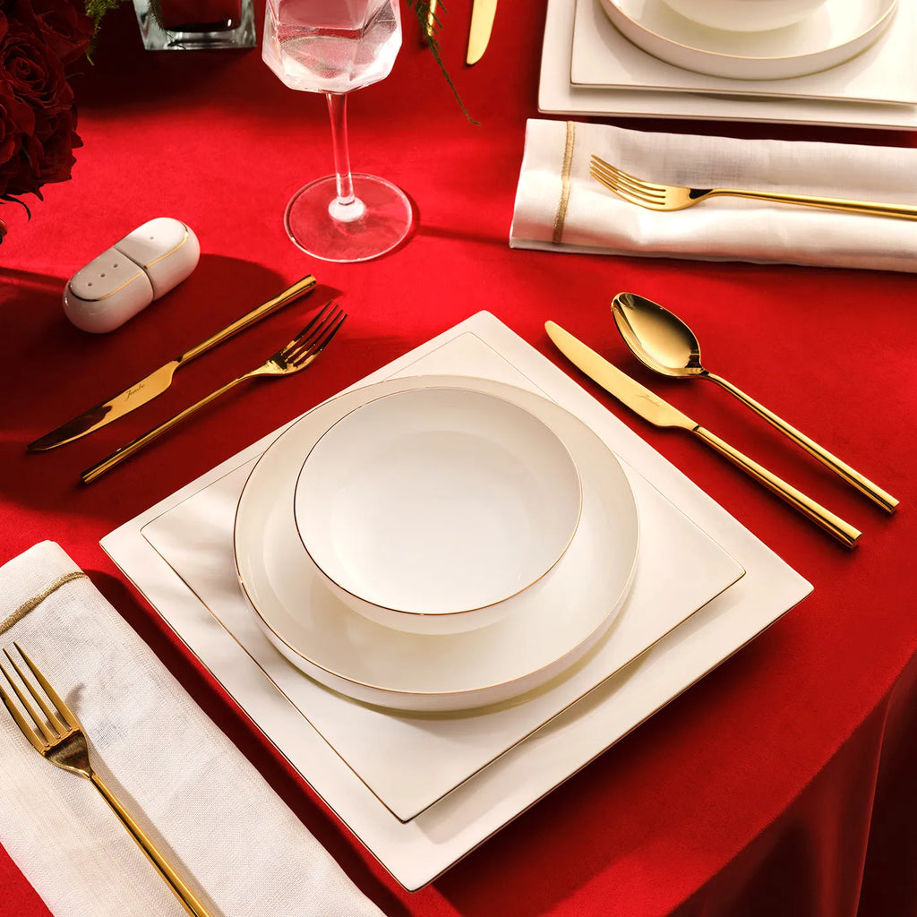 Karaca Red Carpet Collection Service de table Fine Pearl Extra Nish pour 12 personnes, 62 pièces, platine
