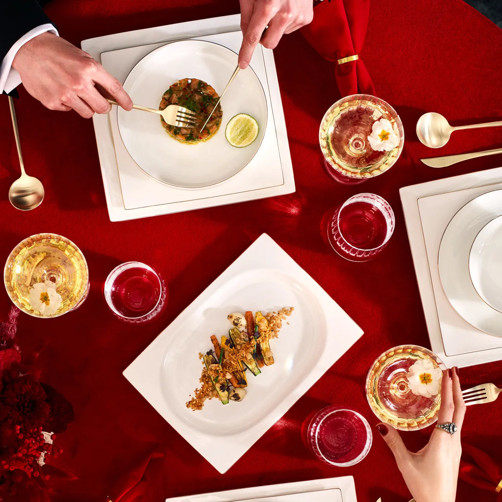 Karaca Red Carpet Collection Service de table Fine Pearl Extra Nish pour 12 personnes, 62 pièces, platine