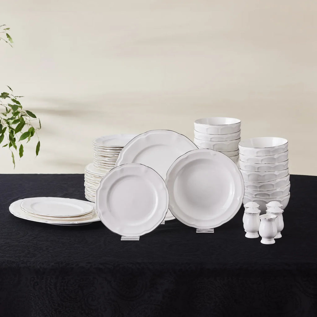 Service de table Karaca Tobias pour 12 personnes, 56 pièces, platine