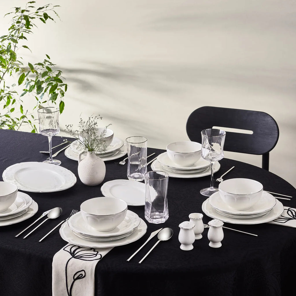 Service de table Karaca Tobias pour 12 personnes, 56 pièces, platine