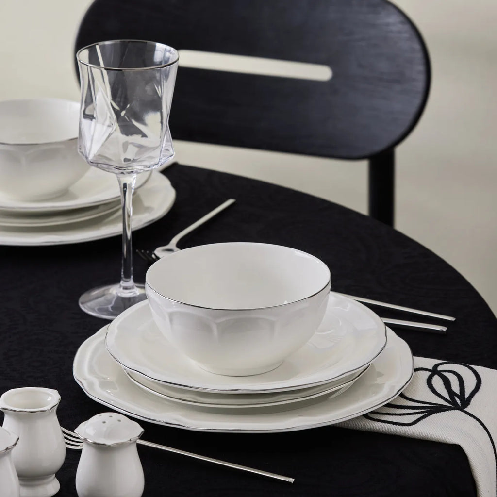 Service de table Karaca Tobias pour 12 personnes, 56 pièces, platine