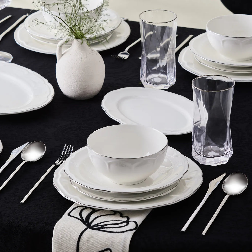 Service de table Karaca Tobias pour 12 personnes, 56 pièces, platine