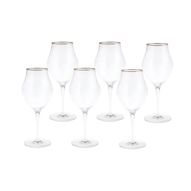 Ensemble De 6 Verres à Pied Bormioli Rocco Inalto Arte Cal En Platine