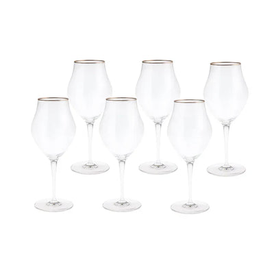 Ensemble De 6 Verres à Pied Bormioli Rocco Inalto Arte Cal En Platine