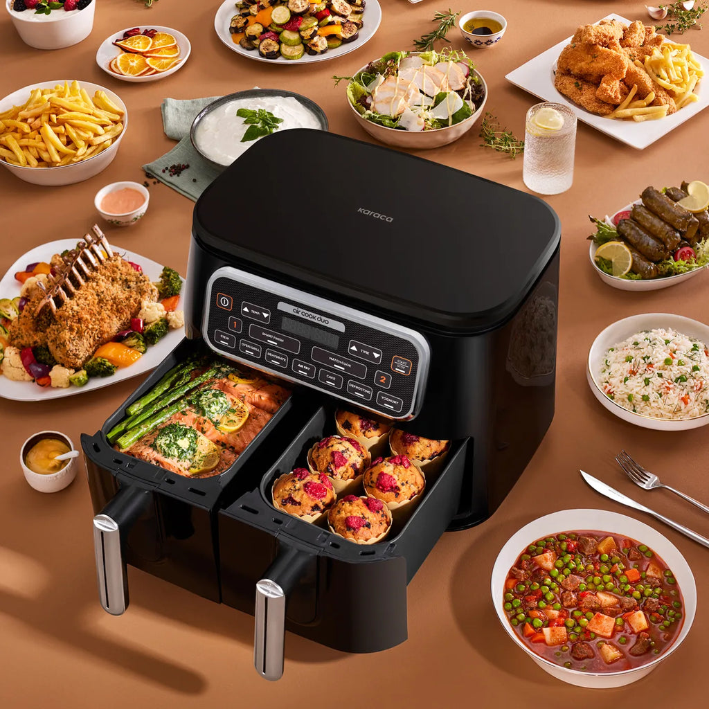 Airfryer Karaca Air Cook Duo Cuisine Maison XXXL, pour 8 personnes, 8 litres, starlight