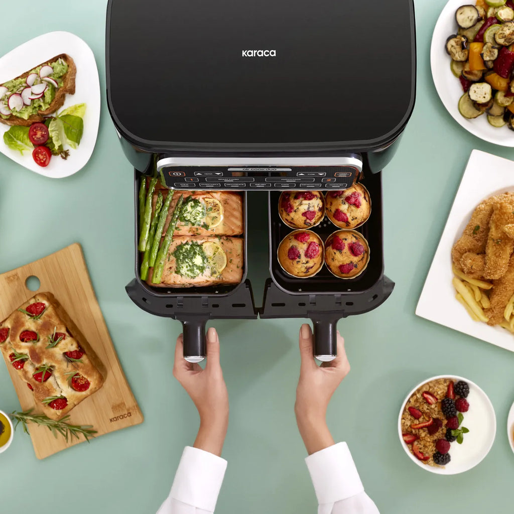 Airfryer Karaca Air Cook Duo Cuisine Maison XXXL, pour 8 personnes, 8 litres, starlight