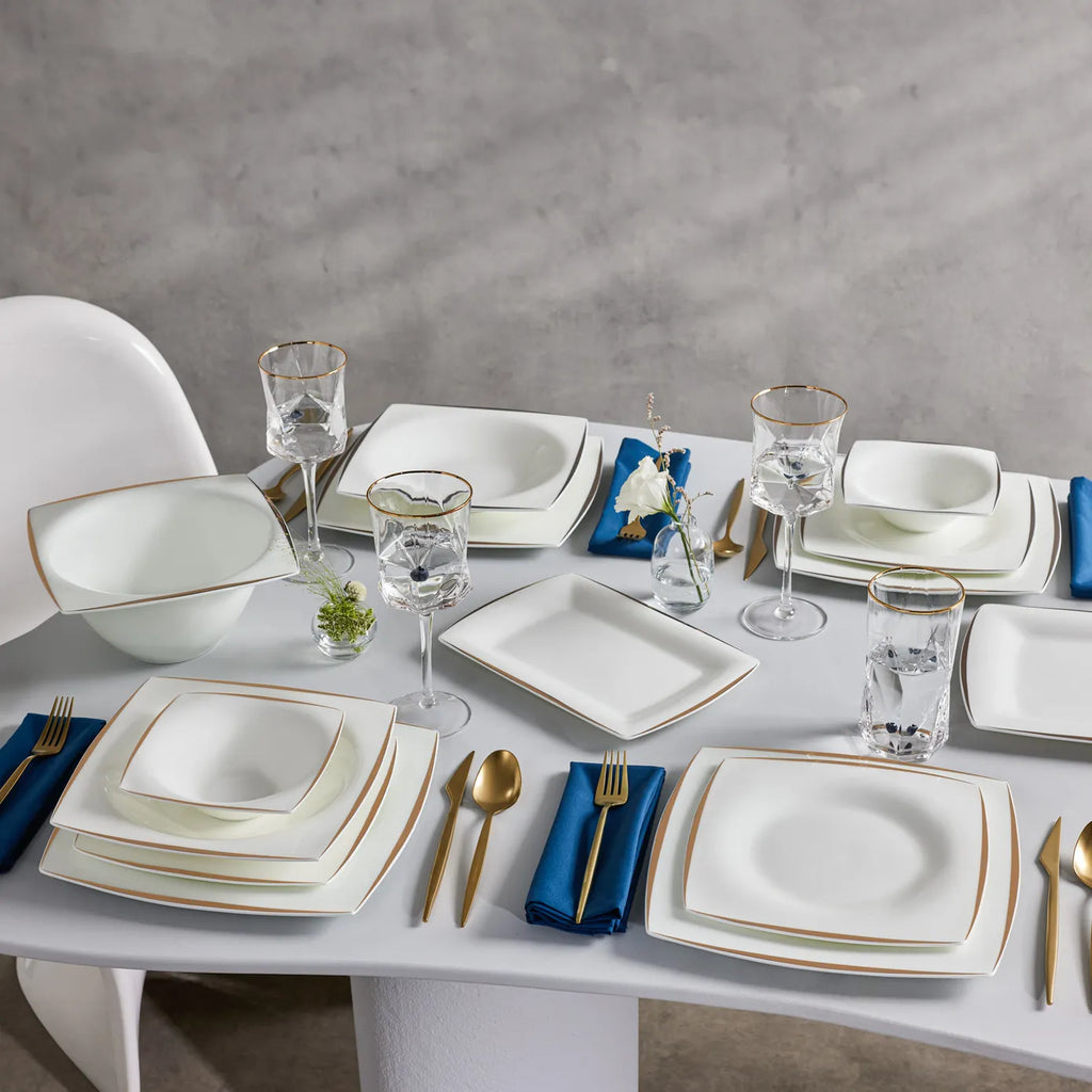 Service de table Karaca Fine Pearl New Agate Gold pour 12 personnes, 58 pièces