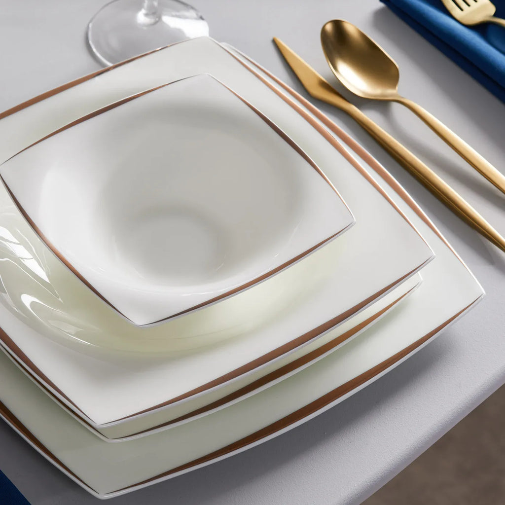Service de table Karaca Fine Pearl New Agate Gold pour 12 personnes, 58 pièces