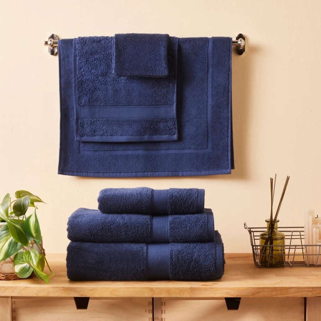 Karaca Joey Serviette de Douche Coton Égyptien, Bleu Marine, 70x140 cm