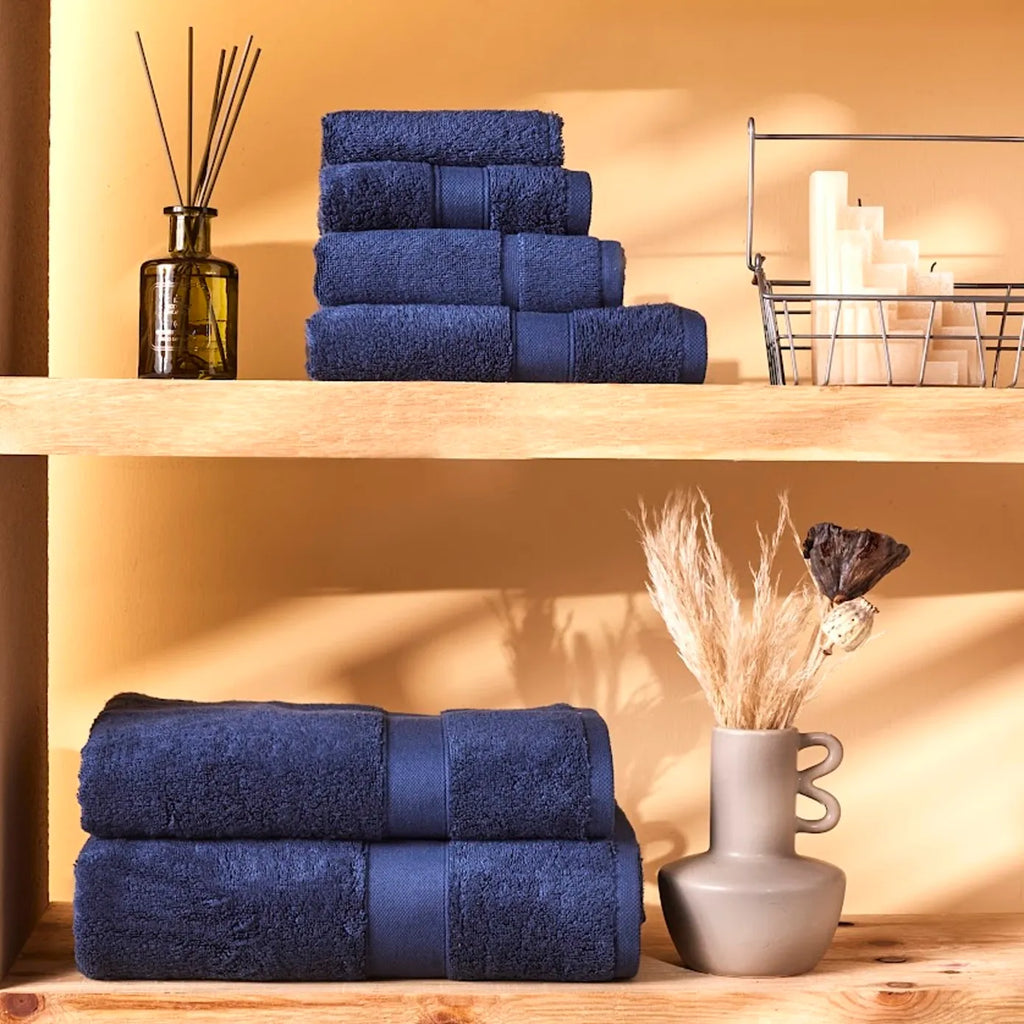Karaca Joey Serviette de Douche Coton Égyptien, Bleu Marine, 70x140 cm