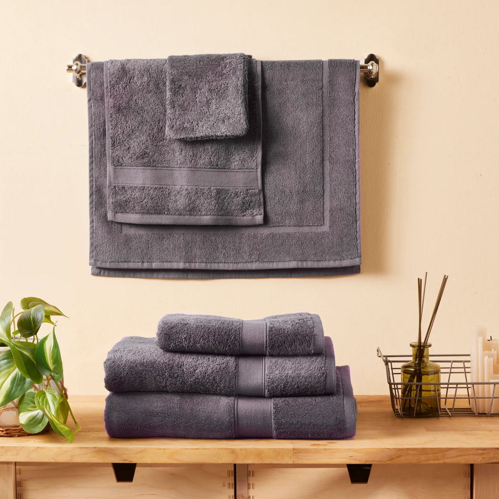 Drap de Bain Karaca Joey en Coton Égyptien, Anthracite, 100x150 cm