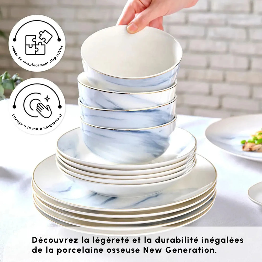 Service de table Karaca Ria New pour 12 personnes, 39 pièces, gris