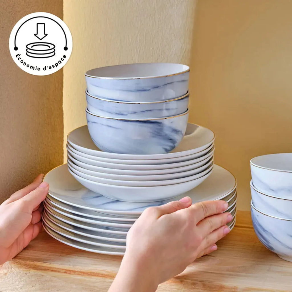 Service de table Karaca Ria New pour 12 personnes, 39 pièces, gris
