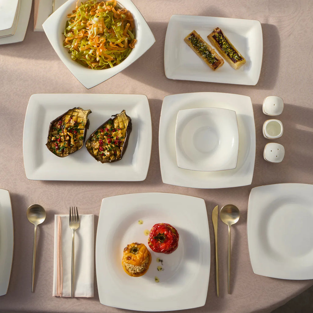 Service de vaisselle 12 personnes Karaca Dara Gold Fine Pearl, 58 pièces